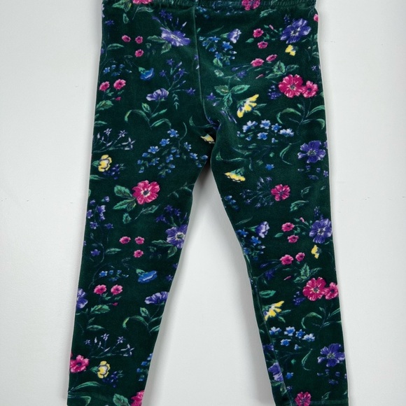 Vintage Floral Velour Leggings Pants The Rugged Bear Green Girls Size 4 - Picture 2 of 5